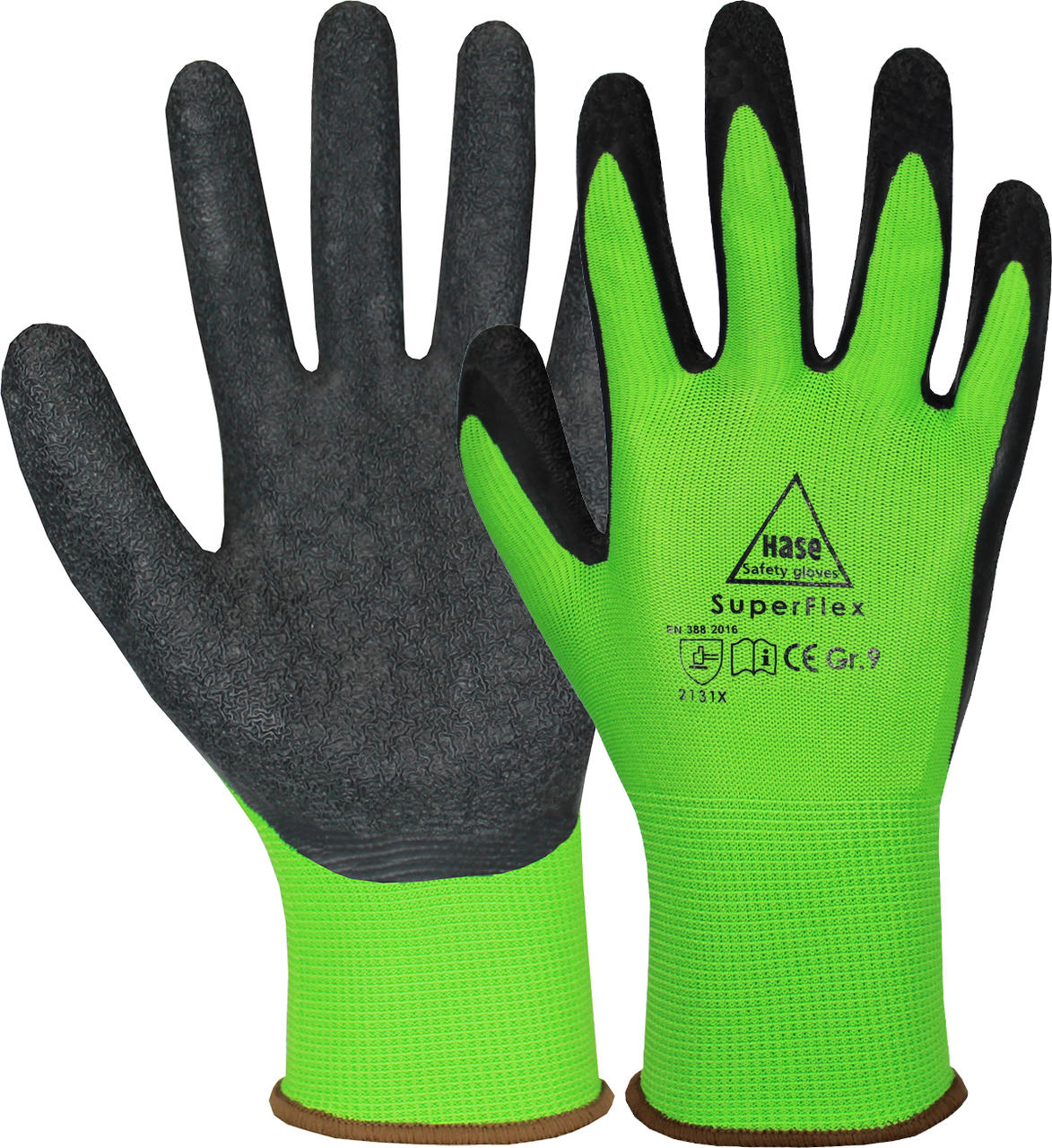 HASE SUPERFLEX Gant de montage green polyester/latex HASE SUPERFLEX Gant de montage green polyester/latex