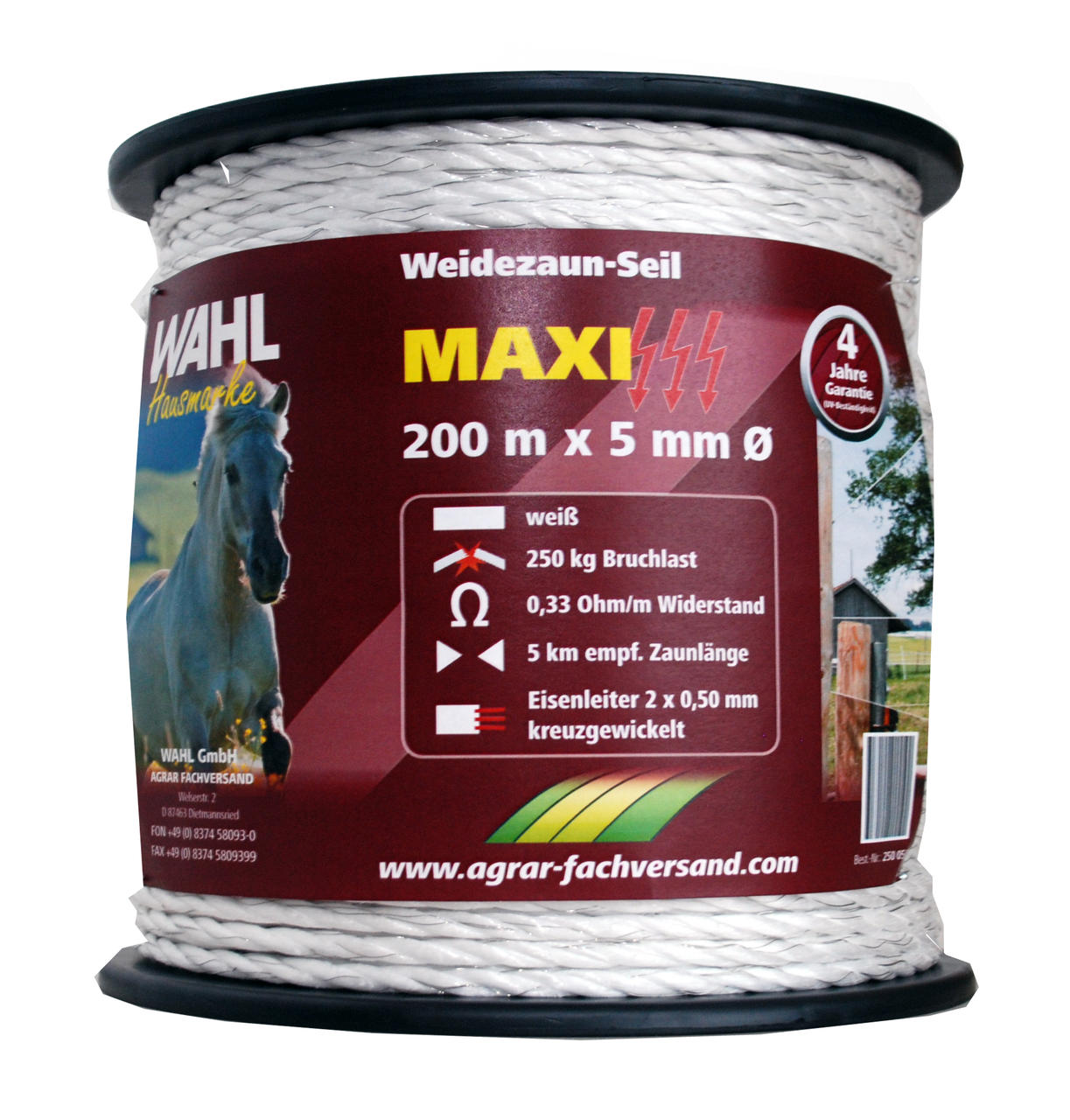 WAHL-Hausmarke CORDON DE CLÔTURE - MAXI, blanche 5mm/200m