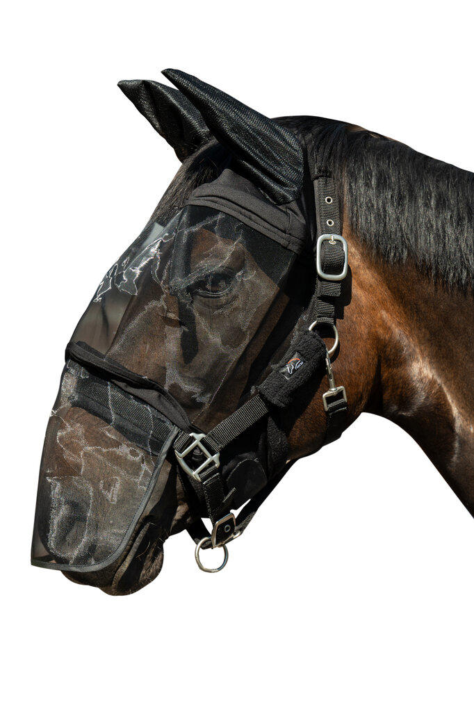 Waldhausen Masque anti-mouches avec franges - noir Waldhausen Masque anti-mouches avec franges - noir