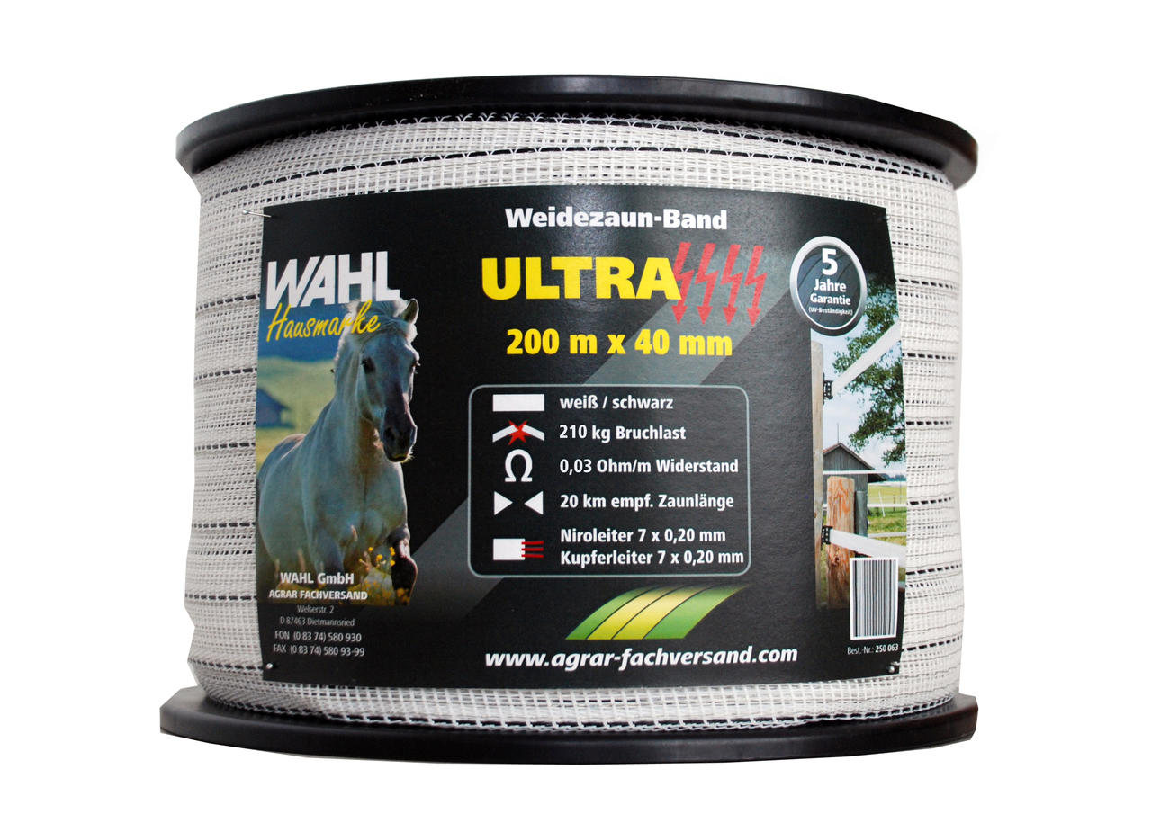 WAHL-Hausmarke RUBAN DE CLÔTURE – ULTRA – 40 mm/200 m
